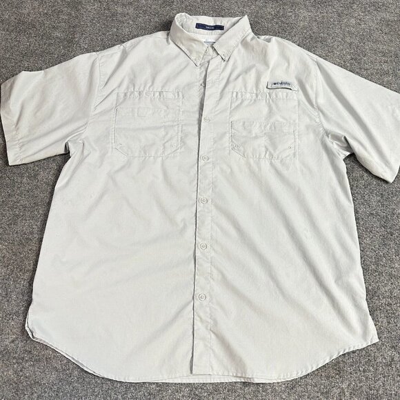 Columbia PFG Tamiami Shirt XL Gray Solid Short Sleeve Vented - Picture 1 of 7